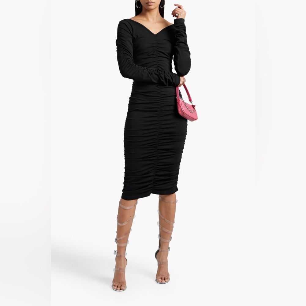 NWOT Helmut Lang Midi Black Rushed Dress XS/S